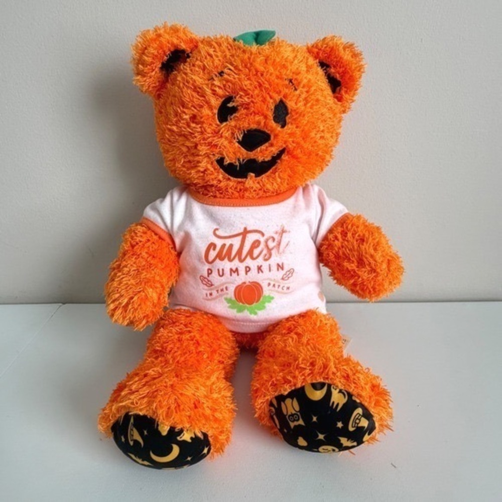 Build-A-Bear Workshop Pumpkin Glow Bear Halloween Plush Orange 16" 2022